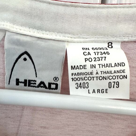 Vtg HEAD Tennis Boho T-Shirt Womens Large Cap Sleeve Graphic White Multicolor - Picture 4 of 7